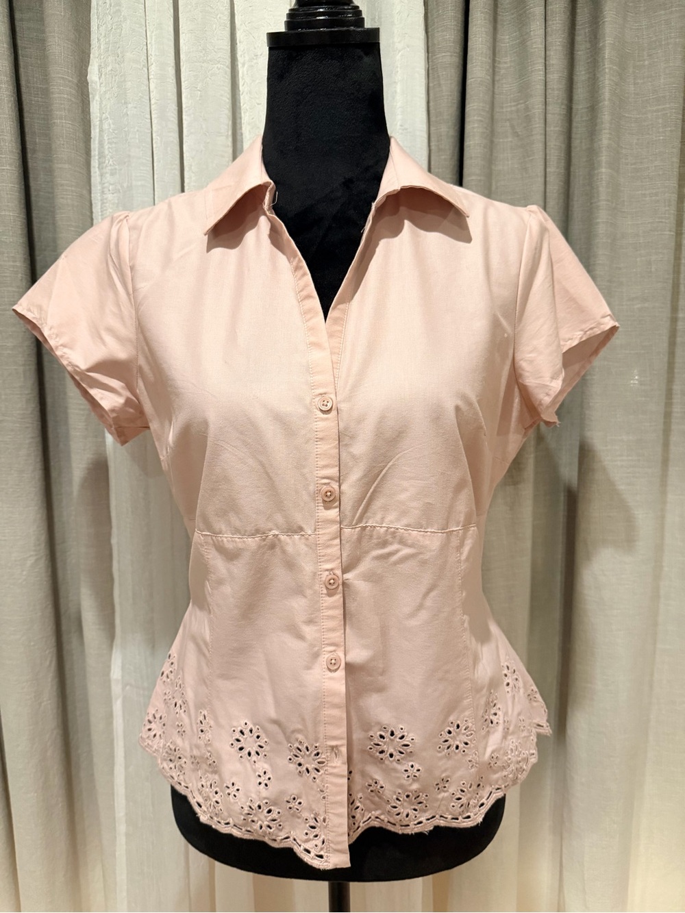 Hollister Blush Pink Short-Sleeve Button-Front Top
